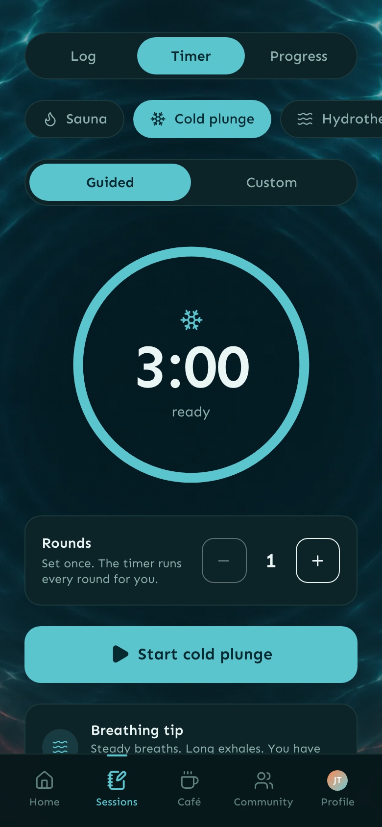 Sochill app cold plunge timer with rounds